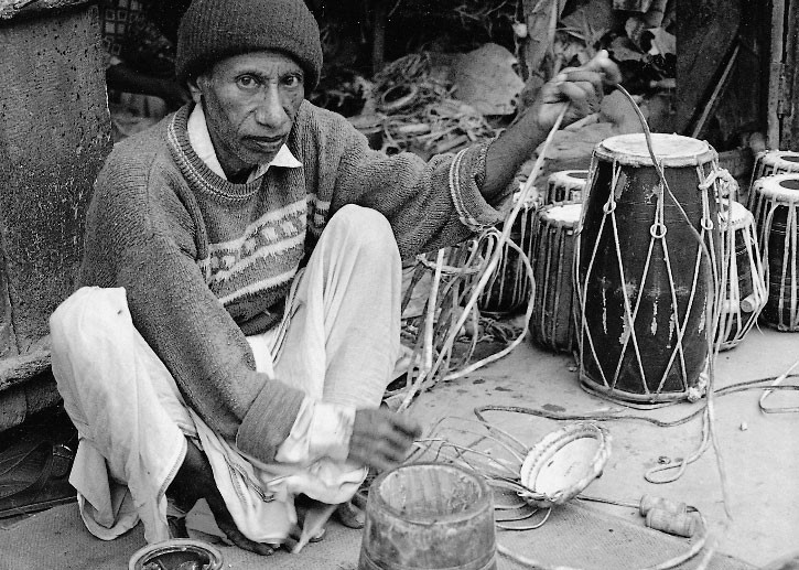 Drum-maker, Vrindavan, Uttar Pradesh (photo: Simon Broughton)