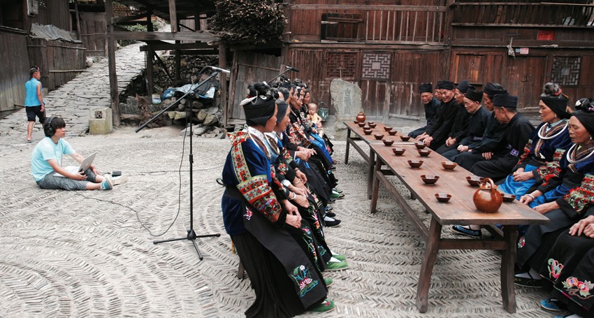 Hou Dudu with Miao people, in Guizhou province