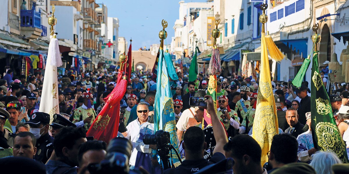 The Great Procession Arrives At The End Of The Medina In Essaouira